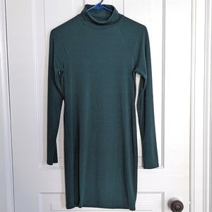 Green Bodycon Long Sleeve Turtleneck T-Shirt Dress